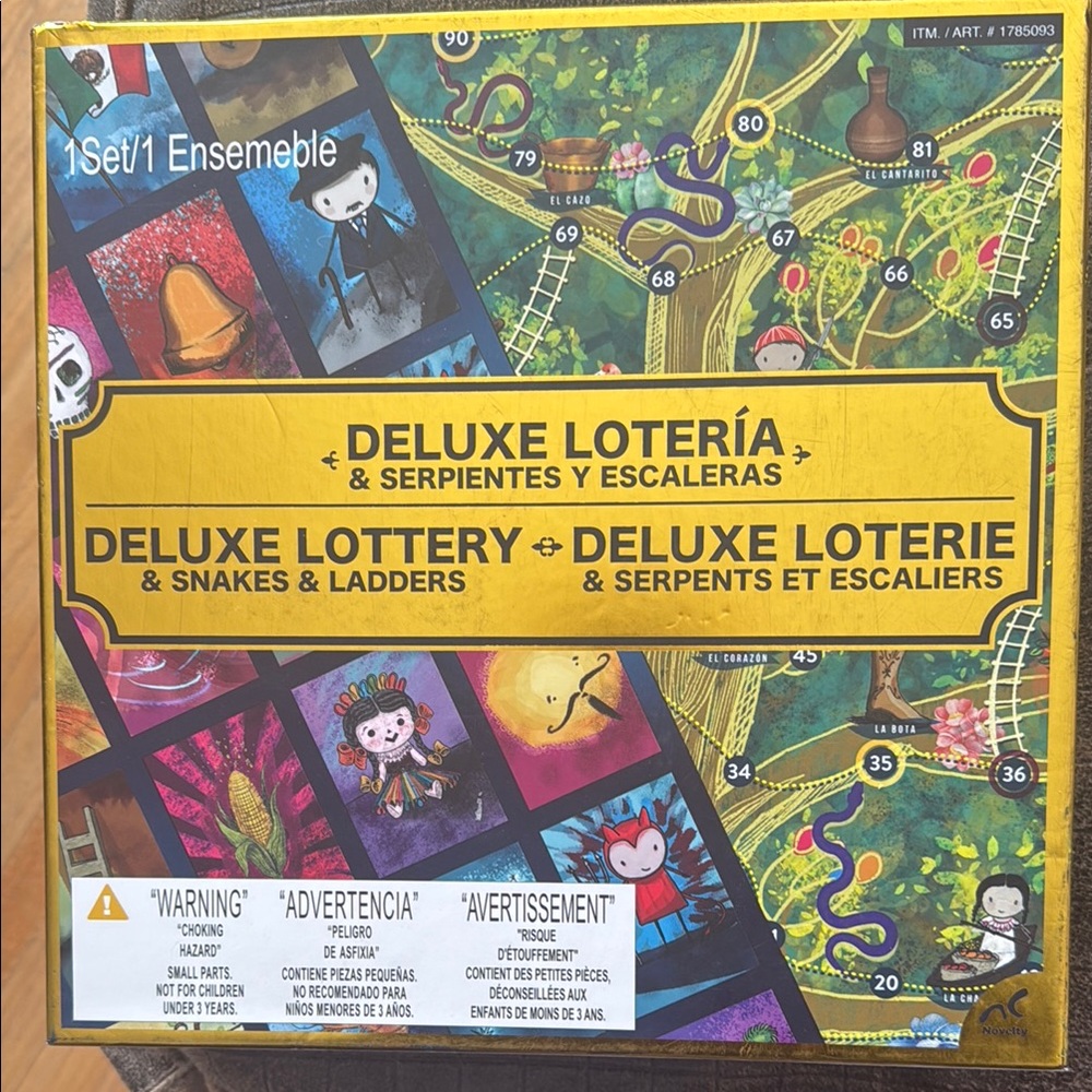 Vibrant Yellow and Purple Lotería Board Game